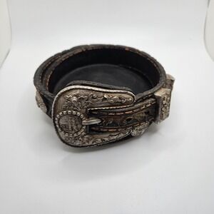 Vintage Western Belt Buckle Catchall Dish – Rustic Cowboy Resin Trinket Bowl